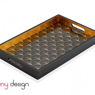 Black rectangle lacquer tray with dragon scale pattern 25*40*4 cm